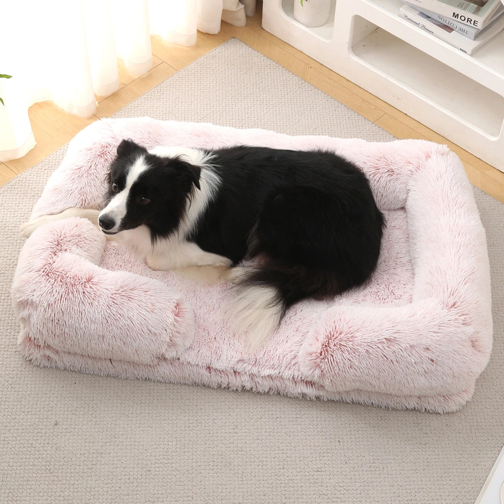 Long Plush Square Surround Support Pet Bloster Bed