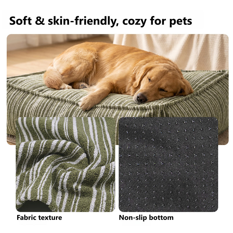 Cozy Textured Stripe Storage Ottoman Dog Bed