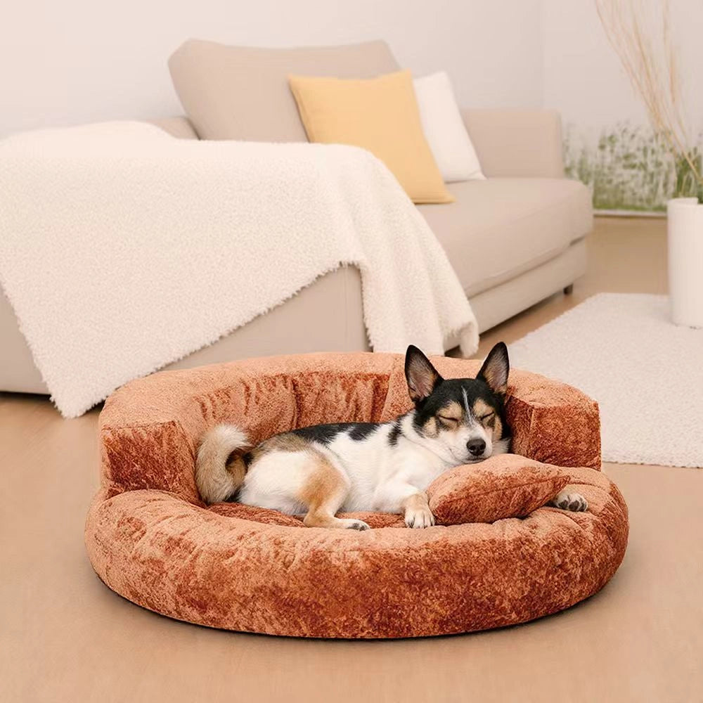 Maison Velvet Haven Anti-Scratch Orthopedic Donut Bed with Pillow