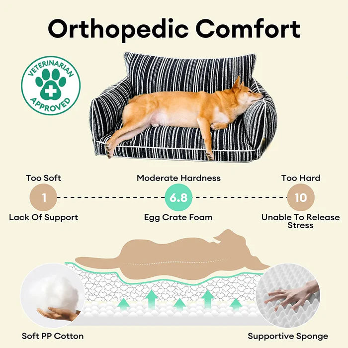 Cozy Textured Stripe Dog Sofa Bed