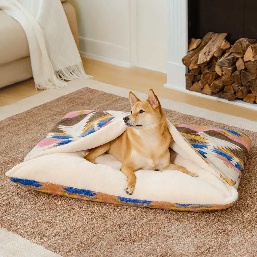 Pink Bohemian Calming Dog Bed