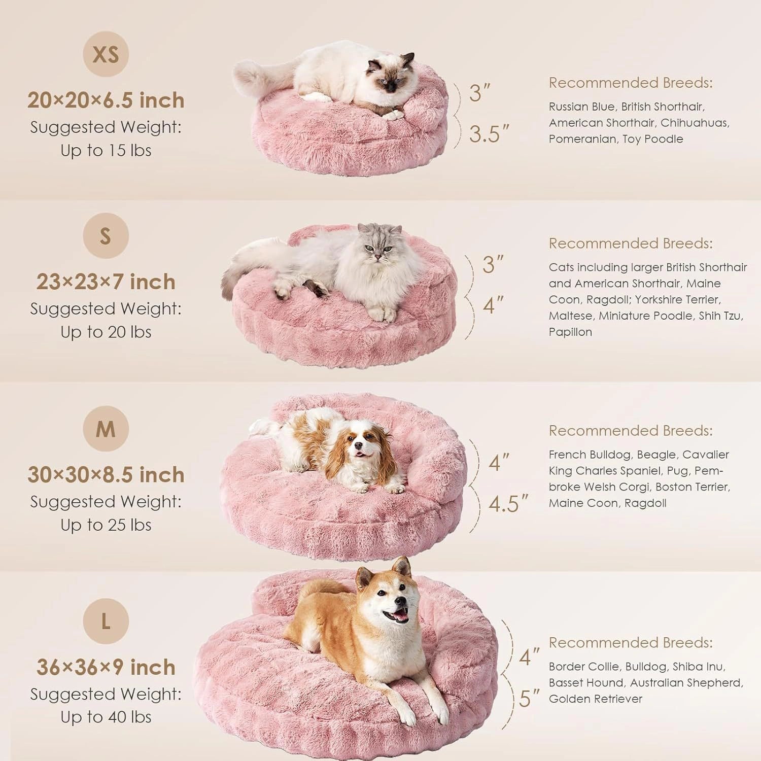 Faux Fur Pet Bolster Bed