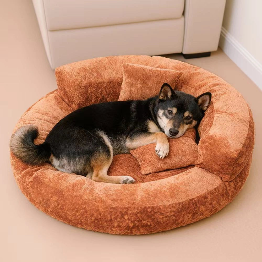 Maison Velvet Haven Anti-Scratch Orthopedic Donut Bed with Pillow