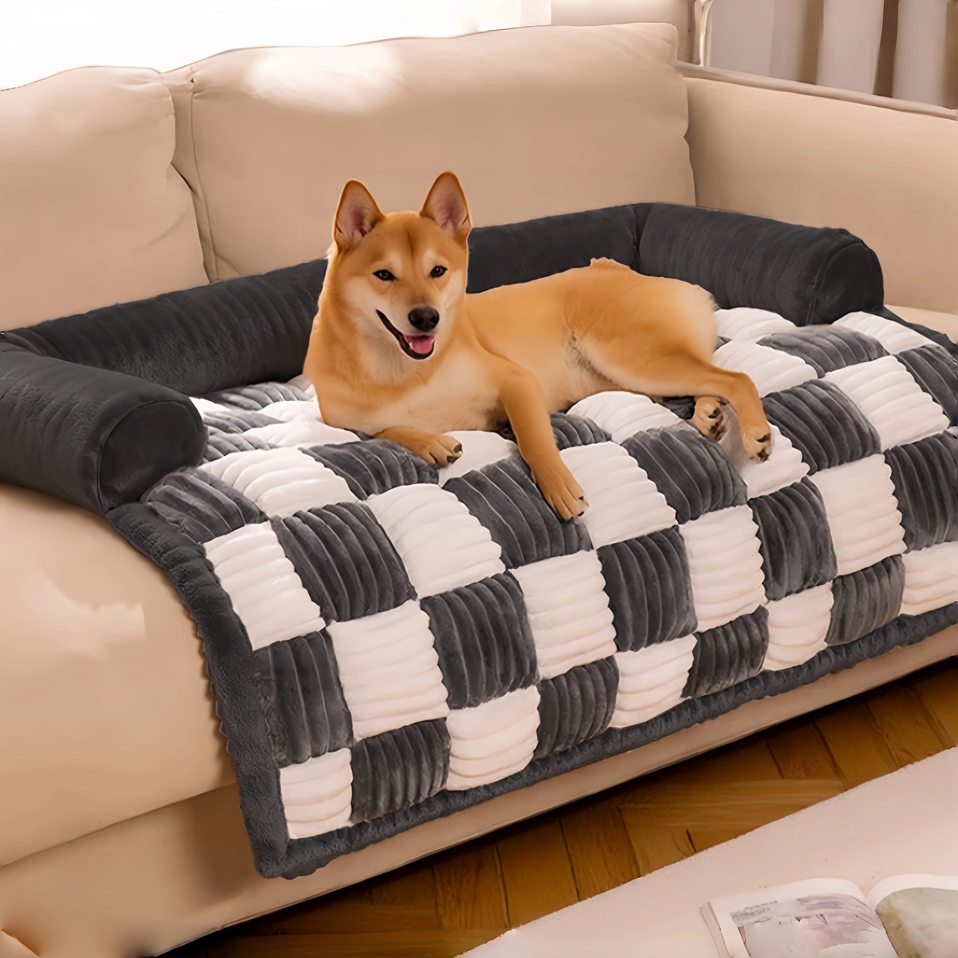 Cozy Plaid Dog Mat  Couch Protector Cover