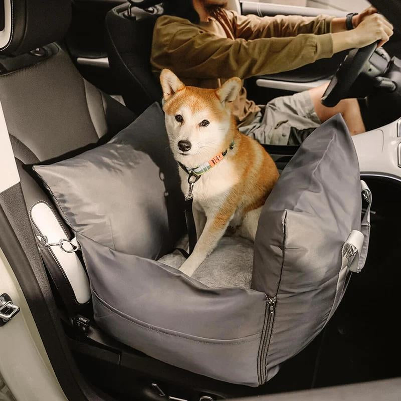 Charcoal Grey Waterproof Dog Car Seat Bed