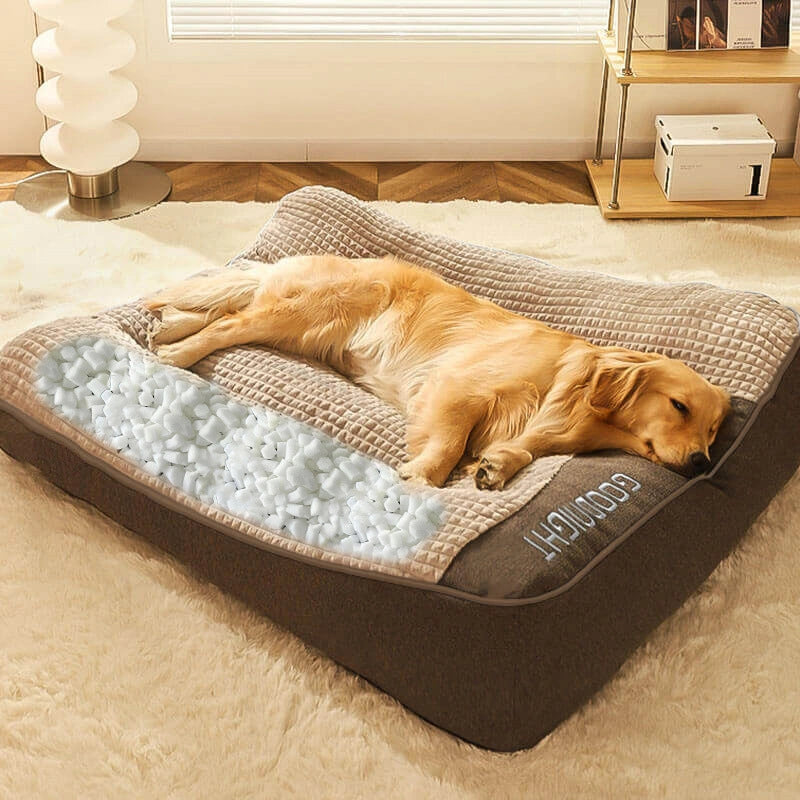 Brown Scratch-resistant Spine Protection Large Washable Pet Cushion Bed