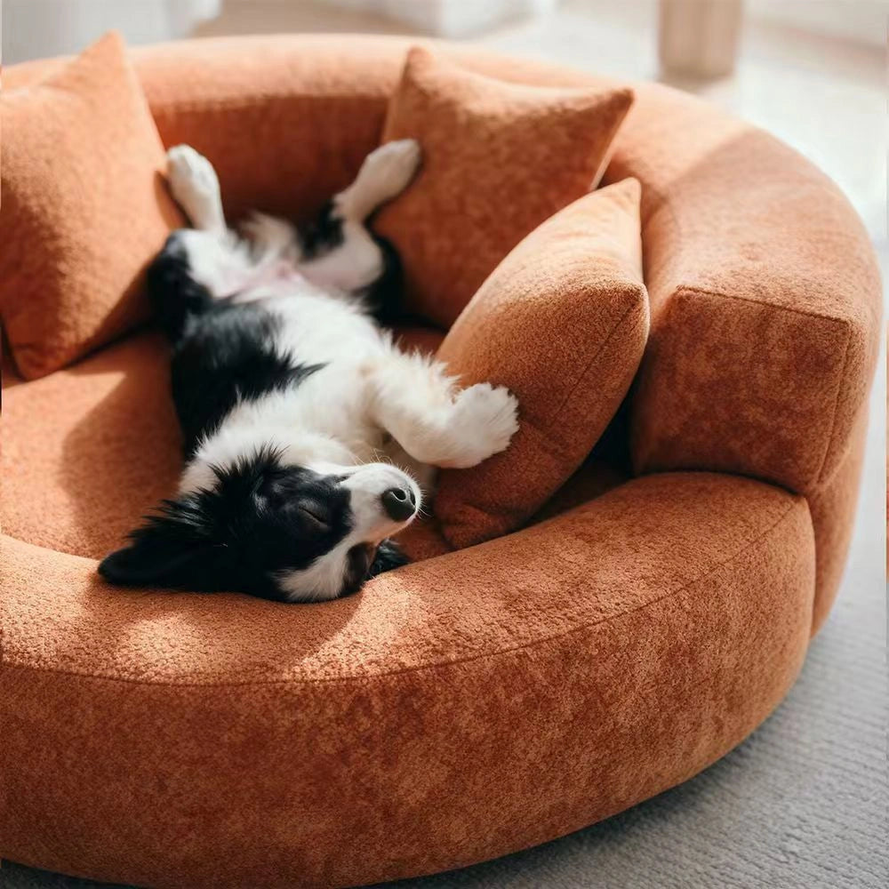 Maison Velvet Haven Anti-Scratch Orthopedic Donut Bed with Pillow