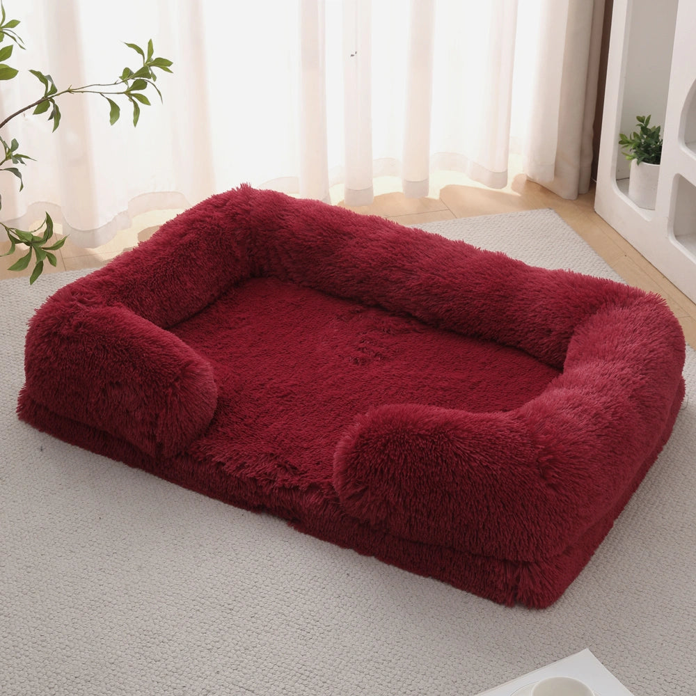 Long Plush Square Surround Support Pet Bloster Bed
