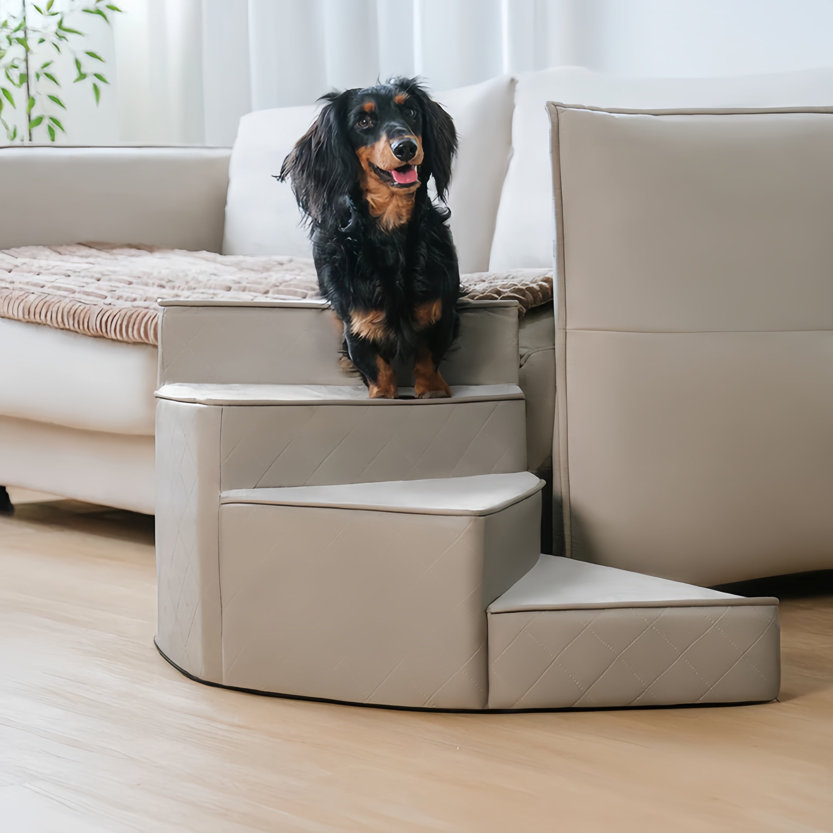 Water-Repellent Faux Leather Pet Dog Ramp Stairs