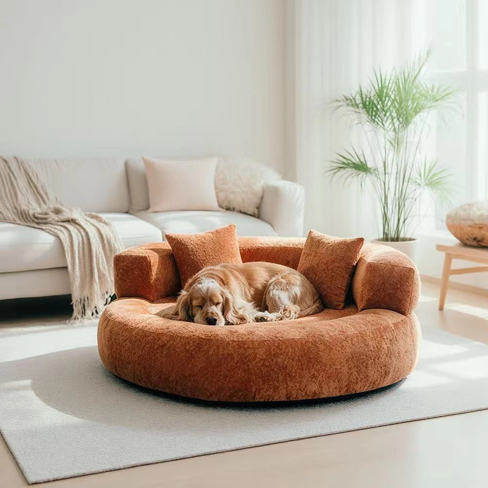 Maison Velvet Haven Anti-Scratch Orthopedic Donut Bed with Pillow