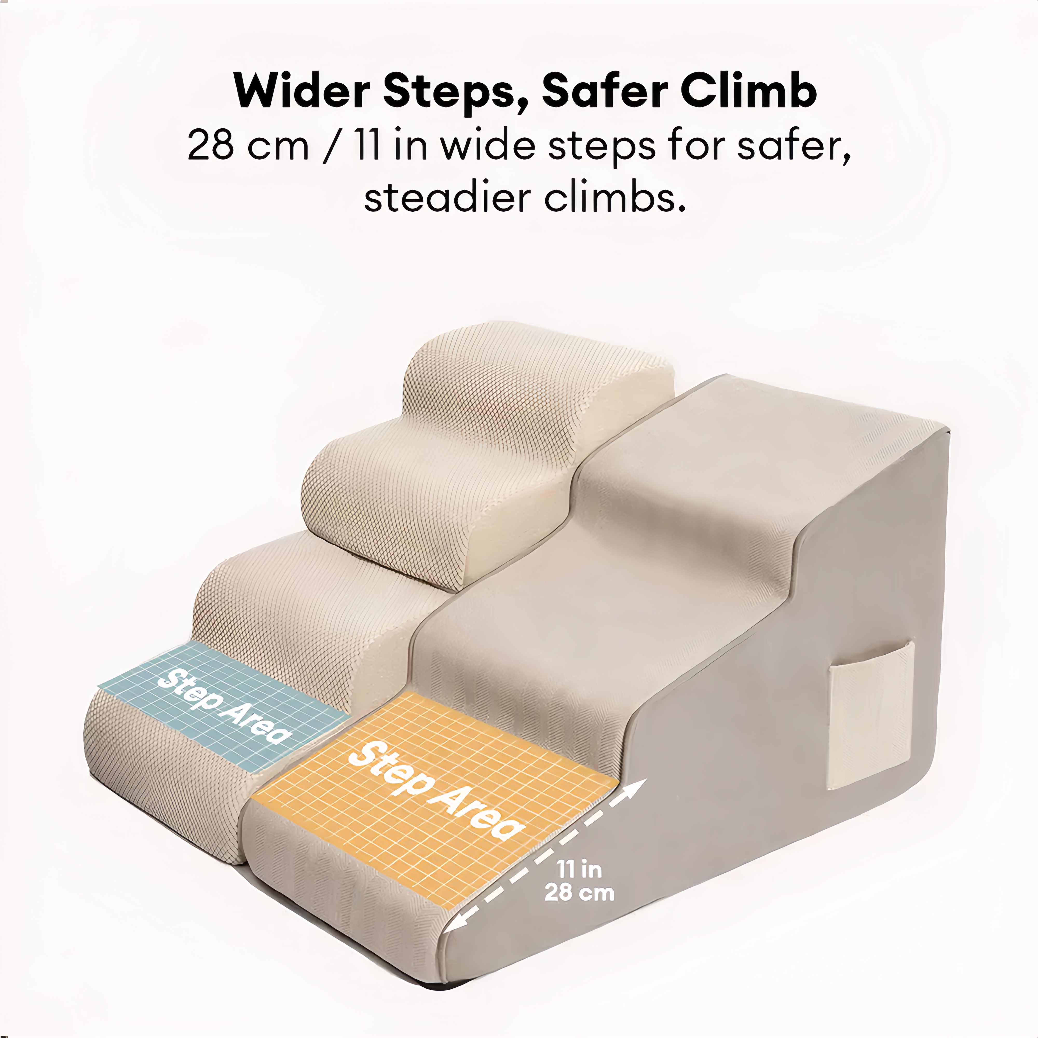 Joint Care Extra Wide Non-Slip High-Bounce Pet Stairs-Easy Climb Ramp