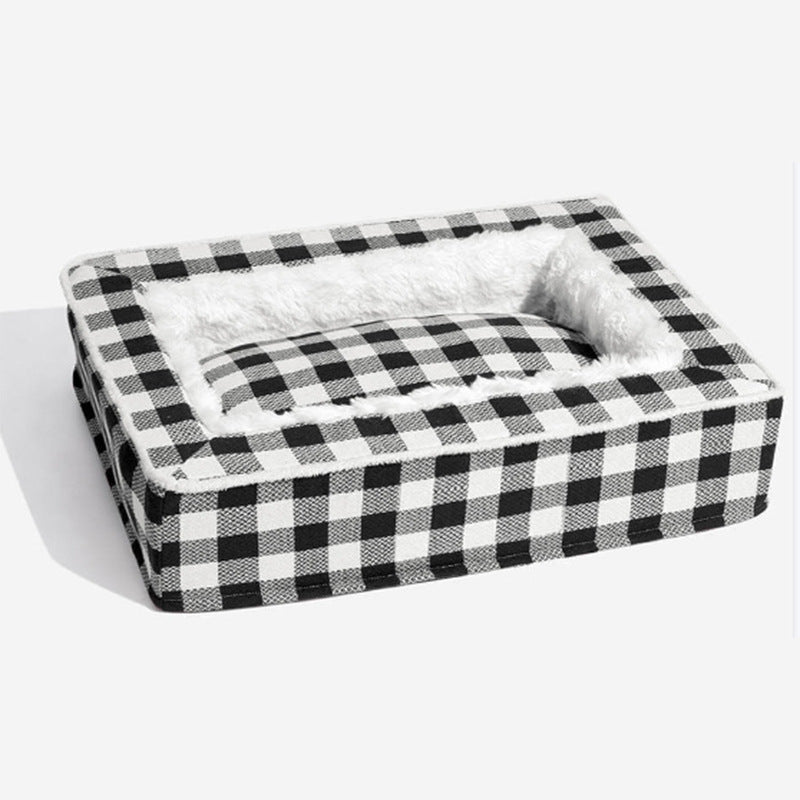 Christmas Cozy Dog Calming Bed-Black