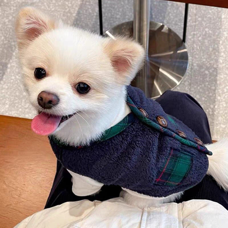 Christmas Plaid Dog Jacket with Scarf-Green