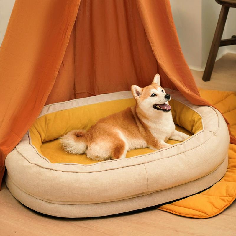 Yellow Donut Orthopedic Dog Bed
