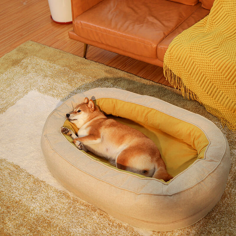 Yellow Donut Orthopedic Dog Bed