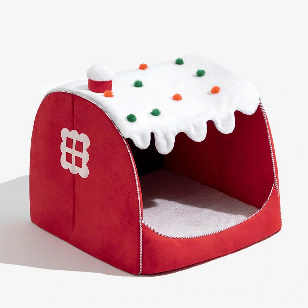 Christmas Snow House Orthopedic Dog Bed