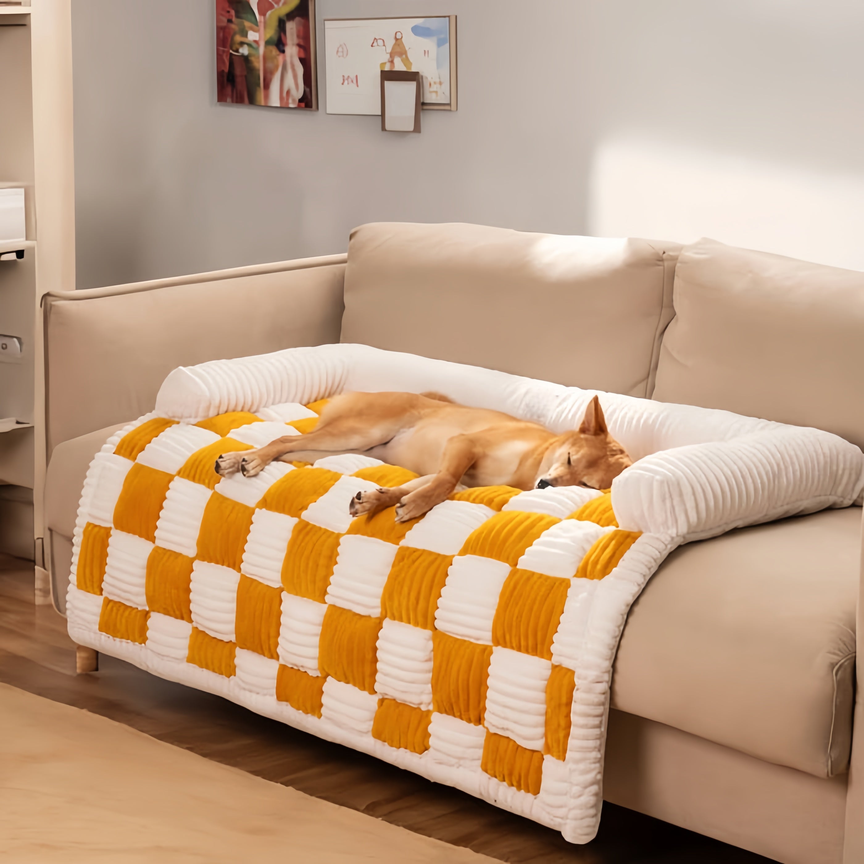 Cozy Plaid Dog Mat  Couch Protector Cover