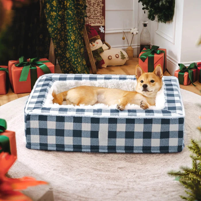 Christmas Cozy Dog Calming Bed-Blue