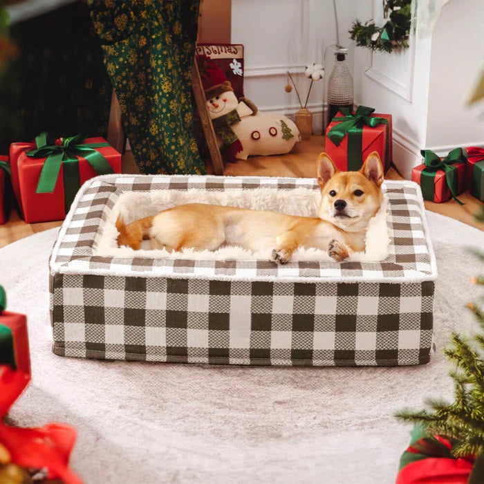 Christmas Cozy Dog Calming Bed-Brown