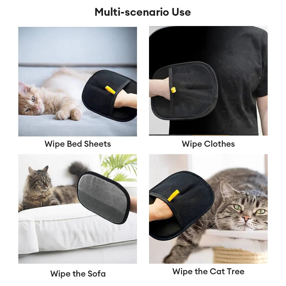 Pet Hair Removal Glove with Dual-Sided Electrostatic Bristle