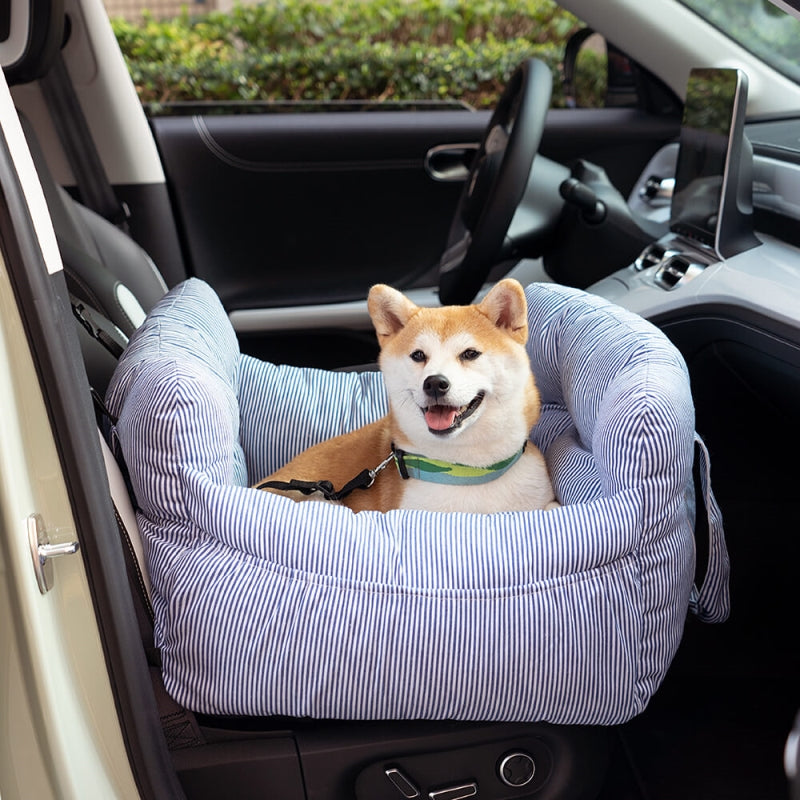 Blue Stripe Portable Dog Car Seat Bed