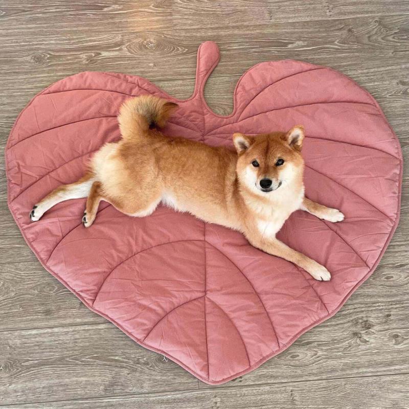 Pink Leaf Dog Blanket