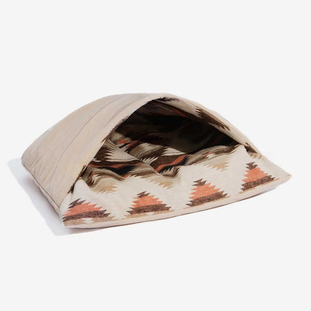Beige Bohemian Calming Dog Bed