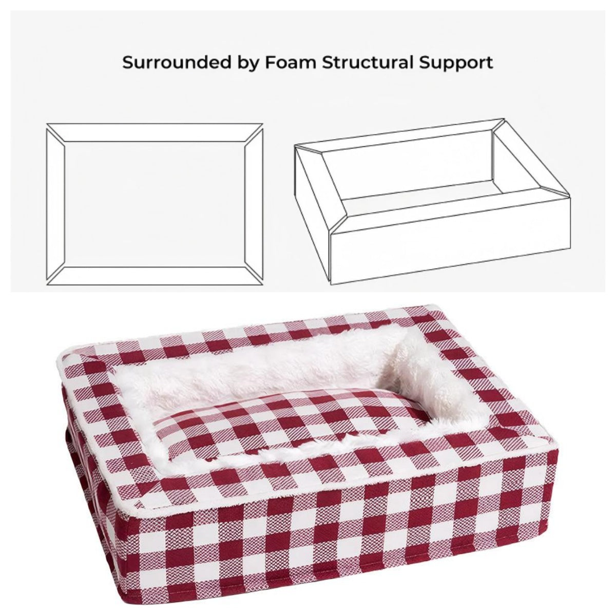 Christmas Cozy Dog Calming Bed-Red