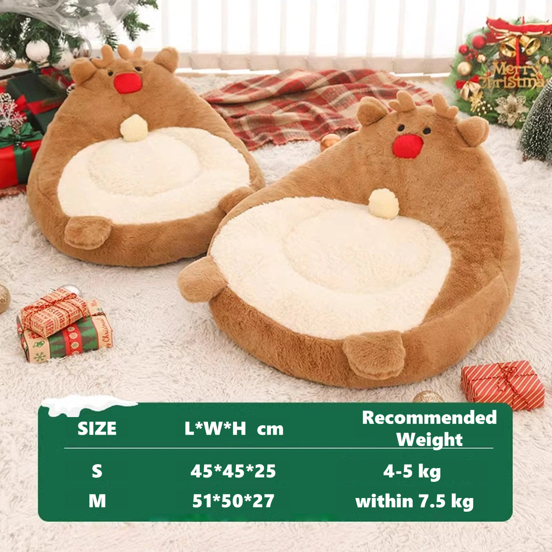 Chritstmas Reindeer Pet Calming Bed