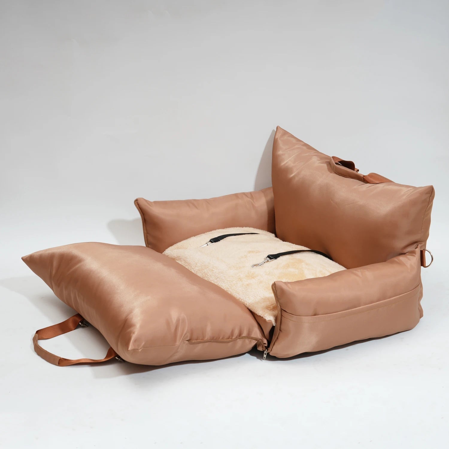 Brown Waterproof Dog Car Seat Bed
