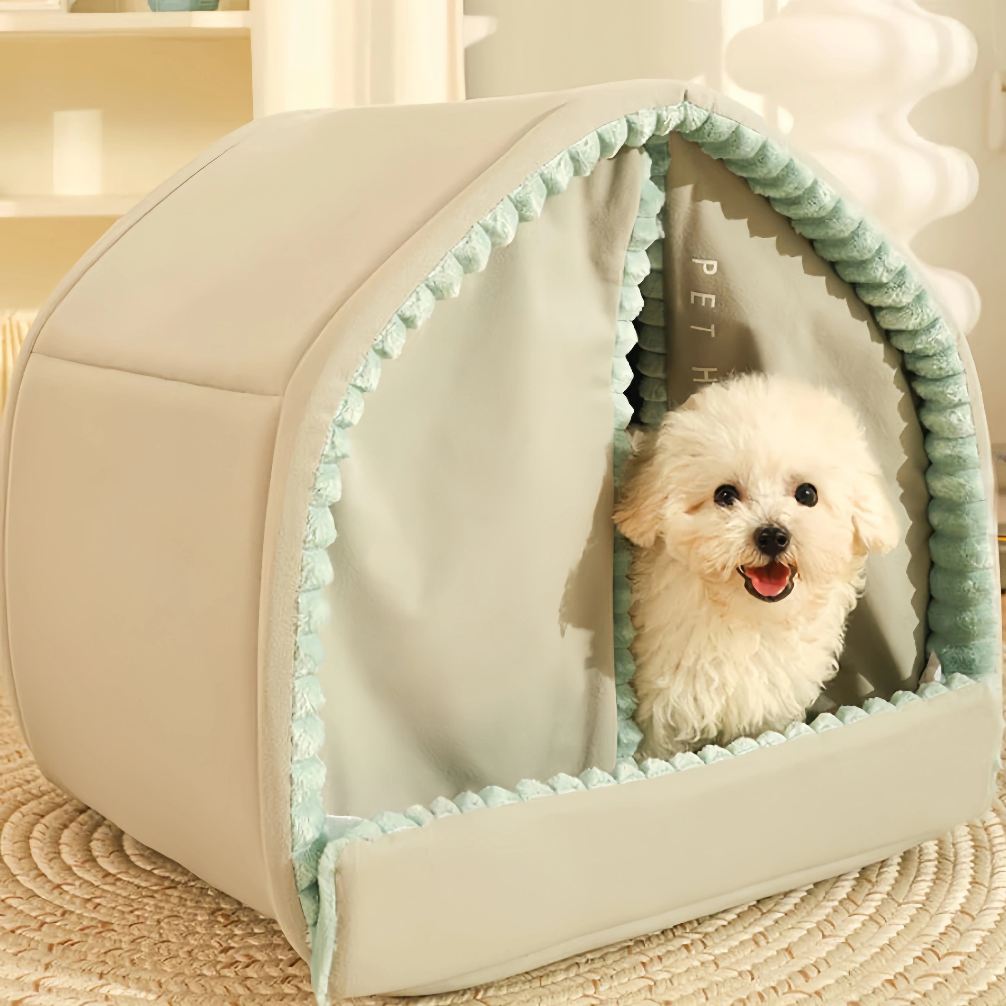 Winter Warmth Pet House with Double Curtain