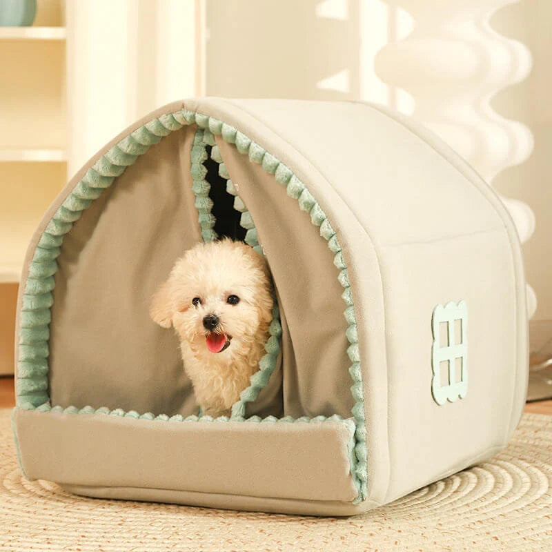Winter Warmth Pet House with Double Curtain