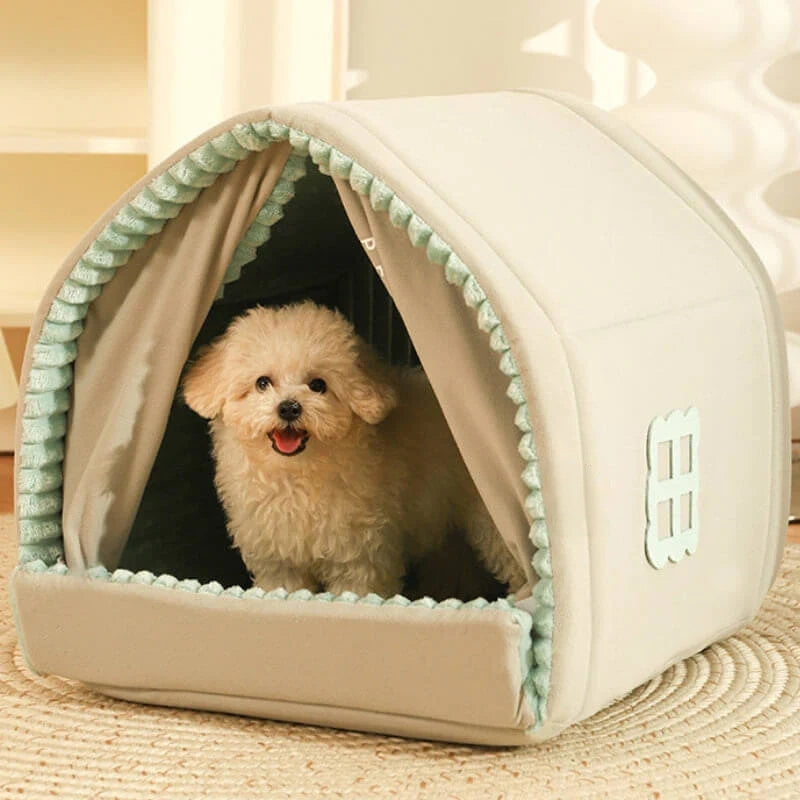 Winter Warmth Pet House with Double Curtain