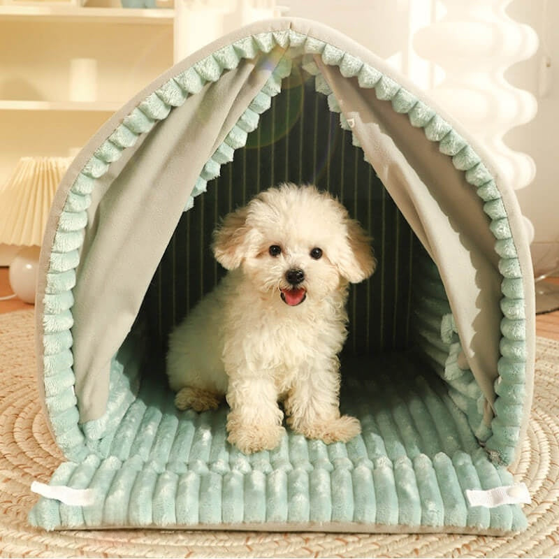 Winter Warmth Pet House with Double Curtain