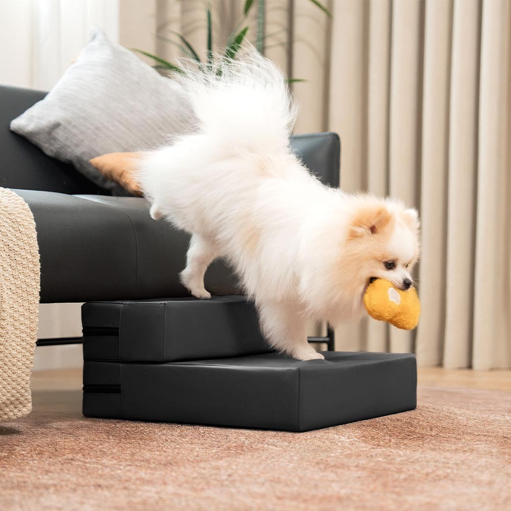 Waterproof PU Leather Multi-Tier Pet Stairs-Black