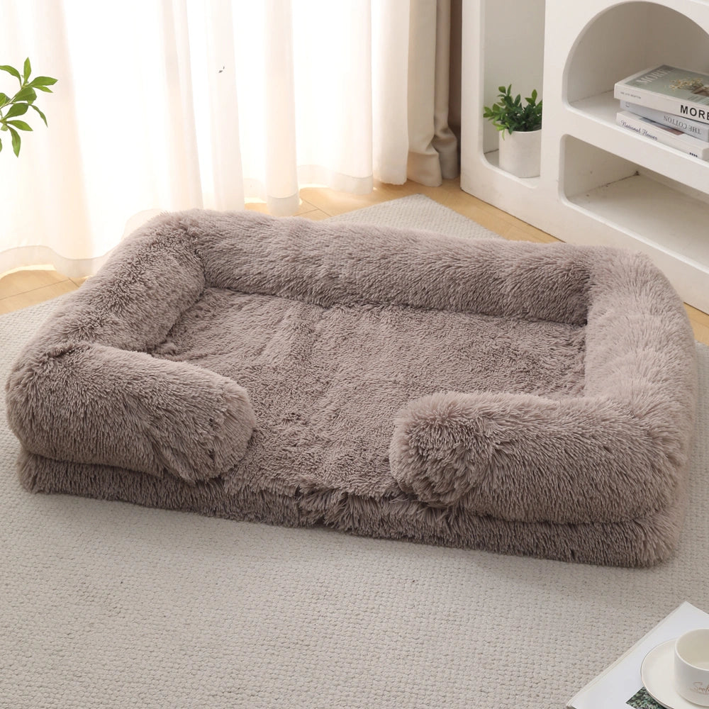 Long Plush Square Surround Support Pet Bloster Bed