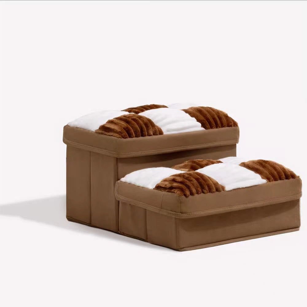 Multifunctional and Foldable Plaid Dog Stairs with Storage