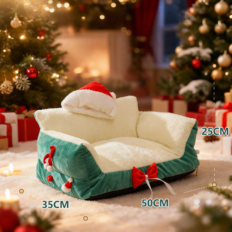 Christmas Cozy Pet Sofa Bed-Green