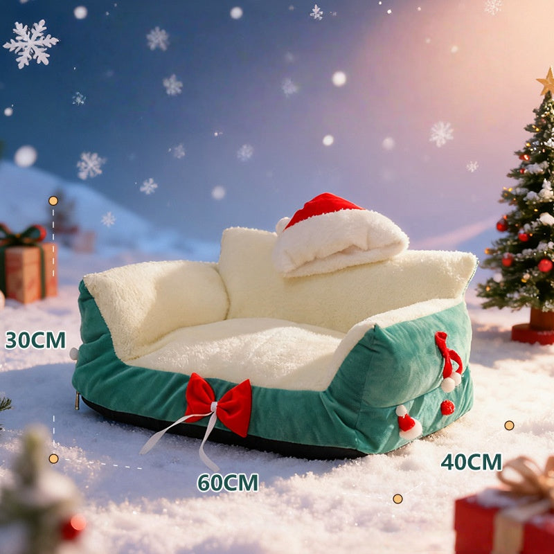 Christmas Cozy Pet Sofa Bed-Green