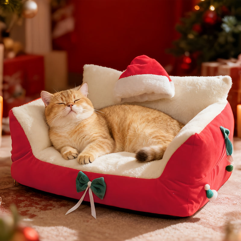 Christmas Cozy Pet Sofa Bed-Red