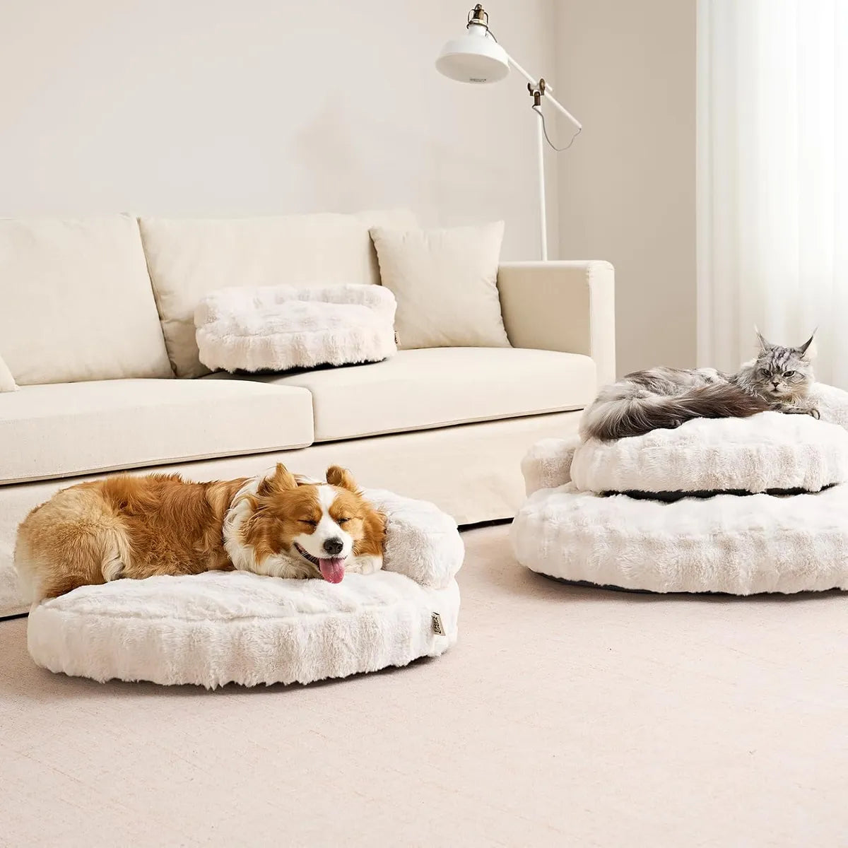Faux Fur Pet Bolster Bed